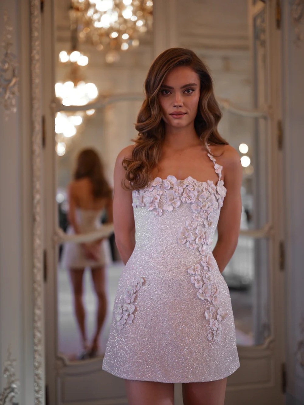 Rosie Etienne Delilah Bridal Mini Dress | Beaded Floral Party Dress